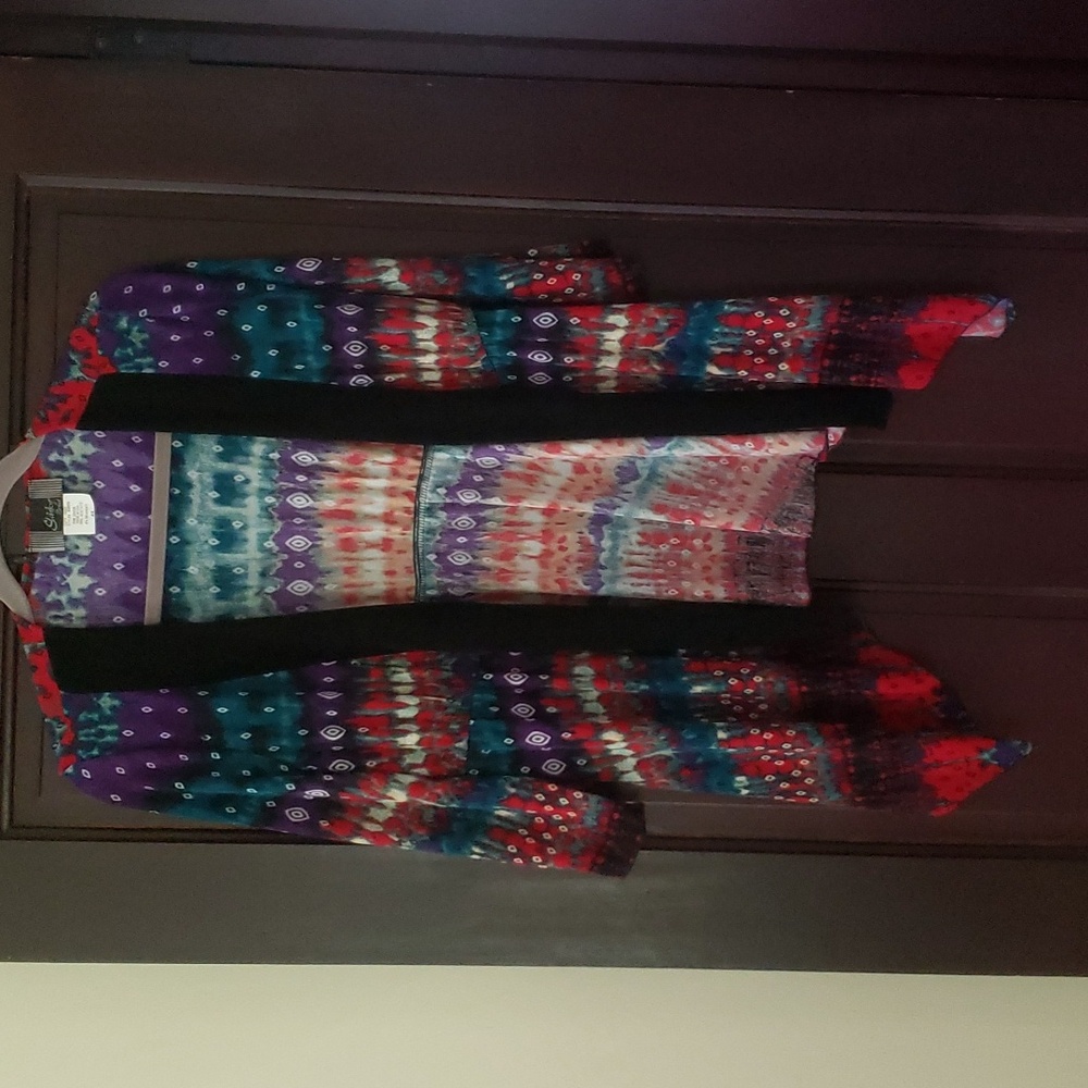 Slinky brand psychedelic color light cardigan